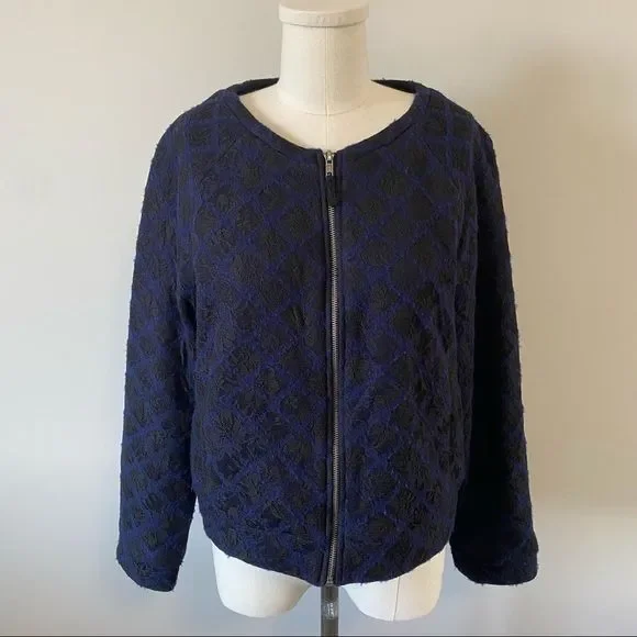 Anthropologie Madeleine Wool Lace  Bomber Jacket - Picture 3 of 12